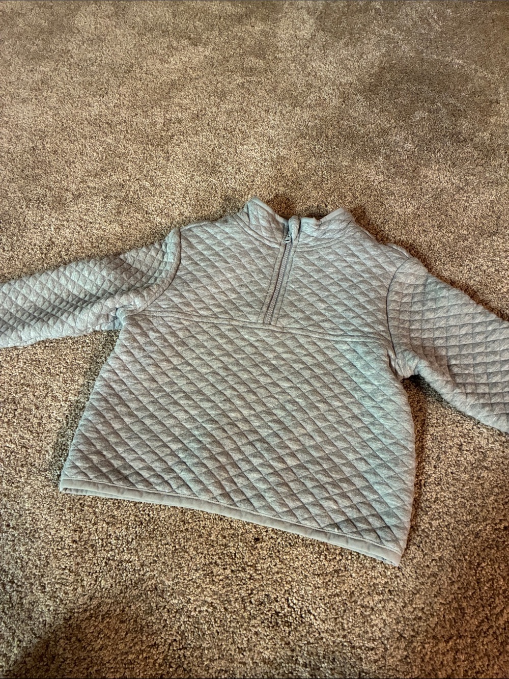 Wondernation Quilted Light Gray Half-Zip Pullover Sweatshirt Size 3T - Picture 3 of 8